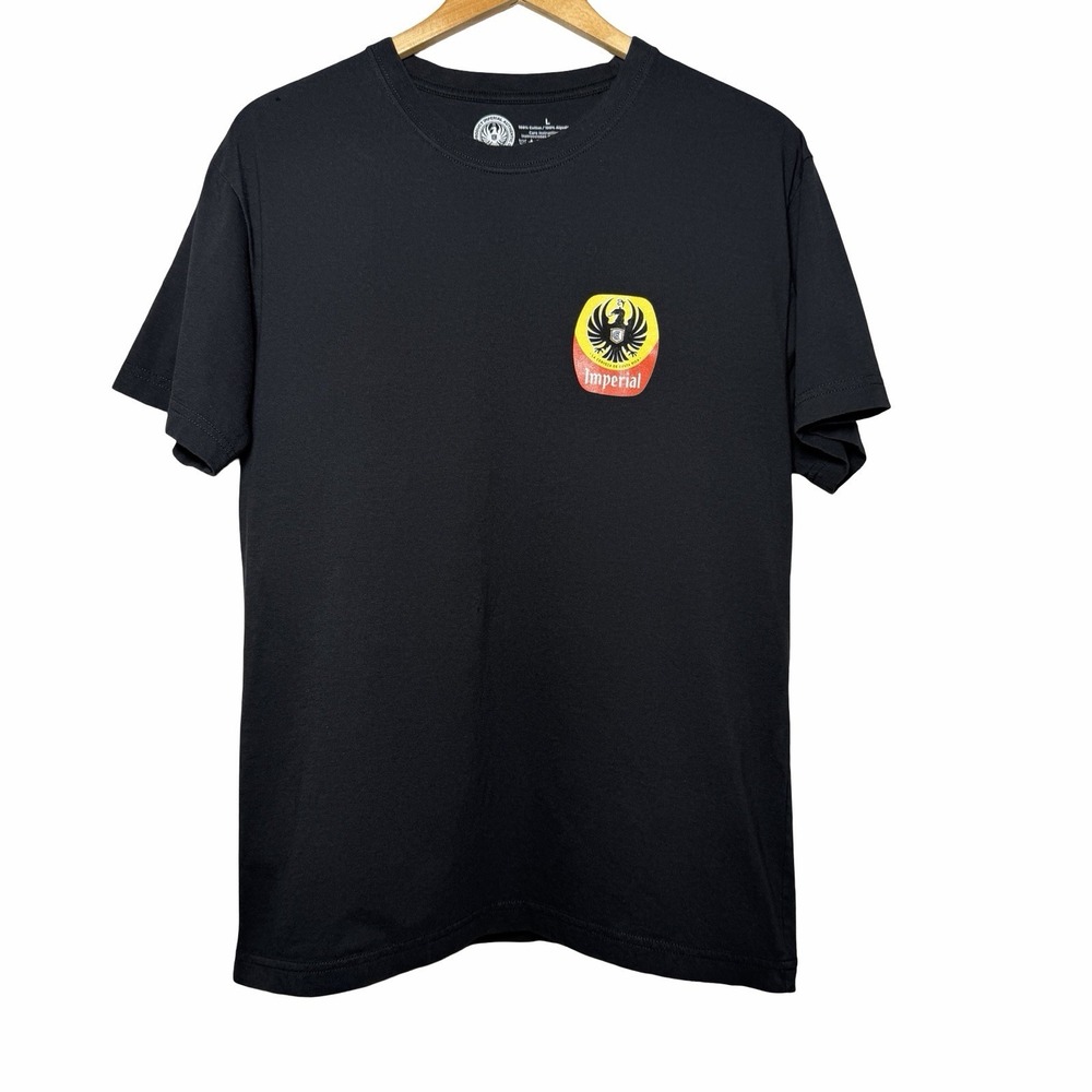 Imperial Cerveza Costa Rica Beer T-shirt Mens L Black Distressed Logo Graphic